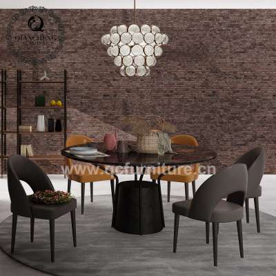 6 seater artificial stone dining table round modern