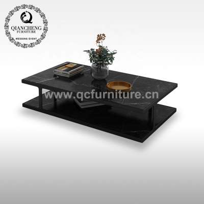 2 layer black marble coffee table