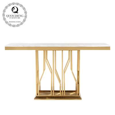 marble top irregular stainless steel  base console table