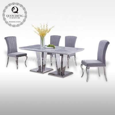 home furniture steel leg dining table with 4 chairs