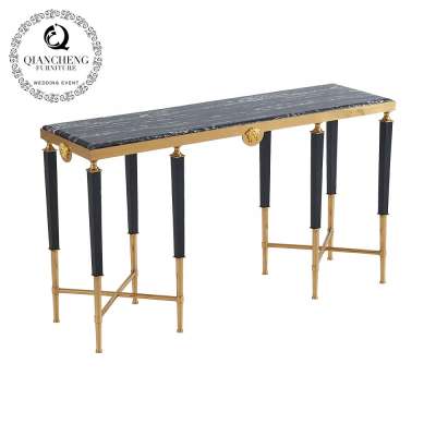 luxury marble top golden console table with four legs for home use