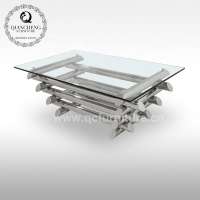 square glass stainless steel coffee table