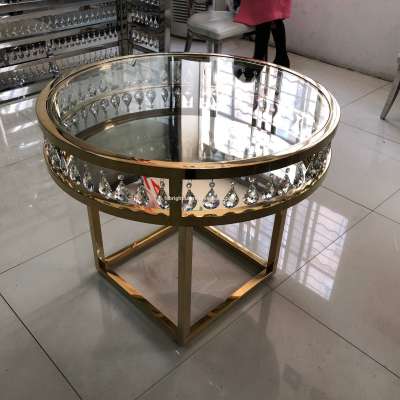 2018 Round Mirror Gold Wedding Table With Crystals