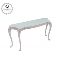 white glass Streamlined tube leg console table