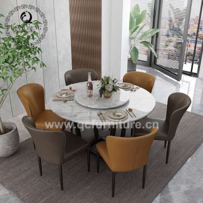 carbon steel round dining table set  luxury 4 seater