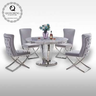 european style 4 seater round dining table marble top