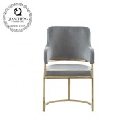 luxury golden color fabric cover dining chair with arm for hotel