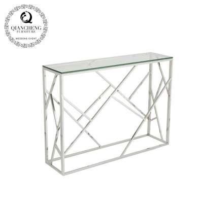 Most popular french style gold glass top console table