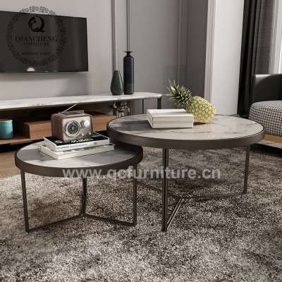 marble top carbon steel coffee table