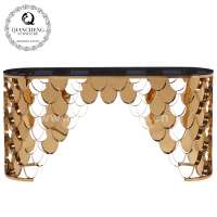 luxury design gold glass top console table